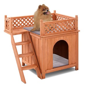 Nouvelle niche familiale en bois massif <span class=keywords><strong>pour</strong></span> animaux de compagnie, utilisable en intérieur/extérieur, avec <span class=keywords><strong>escalier</strong></span>, villa <span class=keywords><strong>pour</strong></span> <span class=keywords><strong>chien</strong></span> avec balcon, maison <span class=keywords><strong>pour</strong></span> animaux de compagnie - Product Image 2