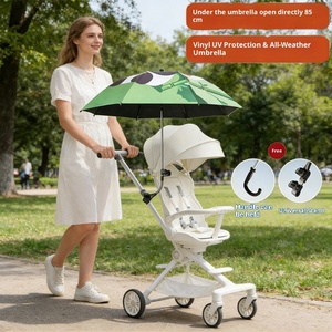 Poussette pour bébé, pare-soleil en vinyle noir pour enfants, poussette d'extérieur, protection UV, logo personnalisable, 8 baleines, poignée en acier - Product Image 5