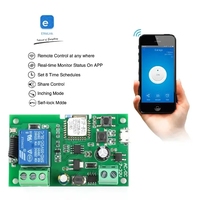 1 saluran Ewelink Wifi RF modul saklar mengunci sendiri DC 5V 7-32v Aplikasi nirkabel pengendali jarak jauh Alexa Googole rumah pintar