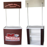 Comptoir de promotion portable sur mesure pour salon professionnel, présentoir publicitaire en PP, comptoir promotionnel pop-up, table de promotion