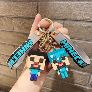 Nuevo y creativo llavero de goma 3D con diseño de minero, mosquetón de plástico duradero, colgante para bolso con forma de dibujos animados de <span class=keywords><strong>Minecraft</strong></span> 3D - Product Image 6