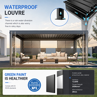 Pergola bioclimatique à lames en aluminium, portes pliantes en verre, toit réglable, télécommande, résistant aux UV, taille personnalisée, patio extérieur