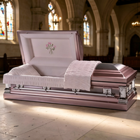 Ataúd de Acero Color Oro Rosa - Ataúd Funerario Metálico de Lujo con Interior Blanco Bordado, para Entierro de Adultos (Venta al Por Mayor)