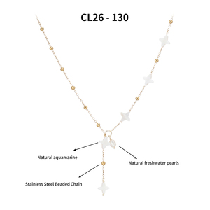 Elegante Collar en Y <span class=keywords><strong>de</strong></span> Acuamarina Natural con Estrella, Chapado en Oro <span class=keywords><strong>de</strong></span> 18K, para Mujer, Acero Inoxidable, Bajo MOQ, Joyería 2026 - Product Image 5
