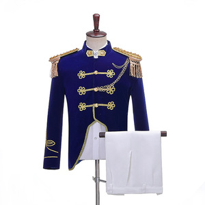 Costume deux pièces en <span class=keywords><strong>velours</strong></span> <span class=keywords><strong>bleu</strong></span> <span class=keywords><strong>marine</strong></span> pour <span class=keywords><strong>homme</strong></span>, <span class=keywords><strong>Blazer</strong></span> de la Renaissance médiéval, Costume de scène, Costume de smoking et de théâtre - Product Image 1