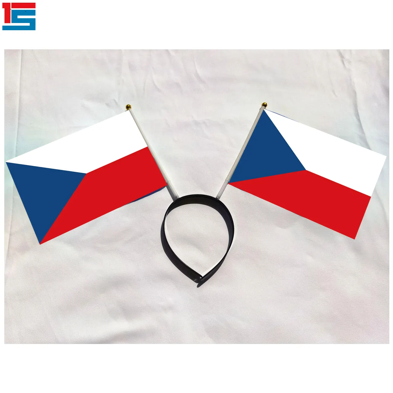 2024 Sportevenement Vervaardigt 15X21Cm Polyester Tsjechische Republiek Hoofdband Vlag Voor Voetbalfans Juichen