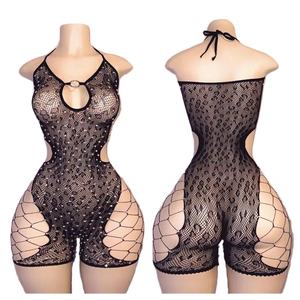 Shorts sexy noirs à taille haute en résille burlesque sur mesure en gros ELITES - Product Image 6