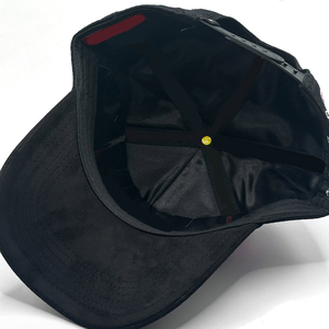 Casquettes en daim noir en gros, casquettes de baseball ajustées personnalisées, doublure en soie, casquettes G5 pour hommes - Product Image 4