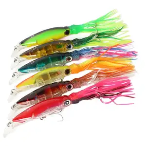 40g Saltwater Fishing Lure Soft Squid Skirts Trolling Lure hard Squid Soft tail squid with hook