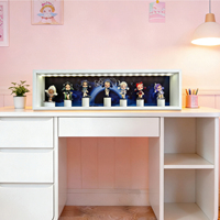 Espositore per Blind Box, Creatore di Scenari Fai-da-Te, Scatola Ombra Rettangolare Moderna in MDF con Luci LED, Cornice Nera Ecologica