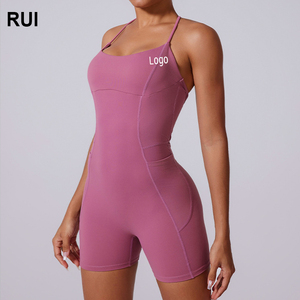 Ruiquwin จั๊มสูทแฟชั่นเซ็กซี่สำหรับผู้หญิงกางเกงรัดรูปโชว์หลังแนบเนื้อระบายอากาศได้ดีสำหรับเล่นโยคะ - Product Image 1