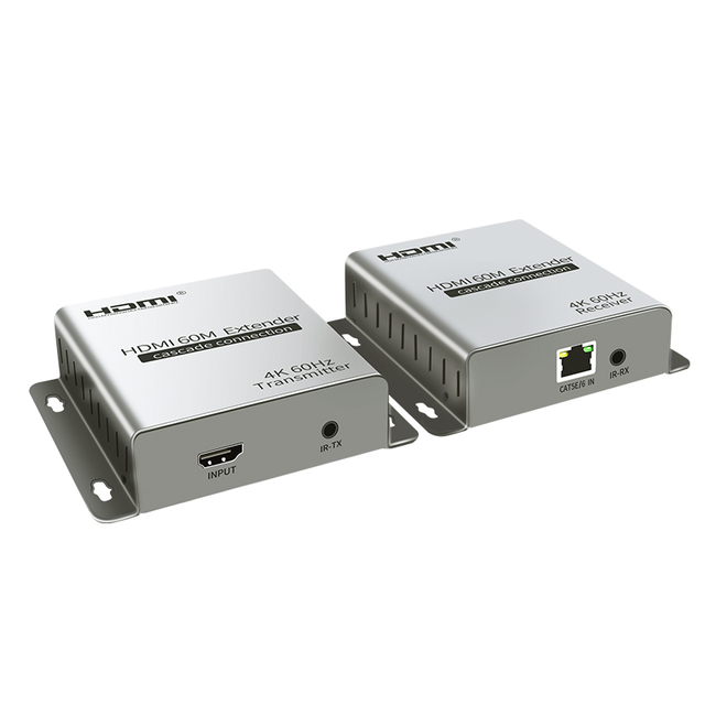 Support 4K60Hz RJ45 HD MI Extender Video Extender Over Cat5e/6 Cable 60m HD MI2.0 Extender IR/TX Cascade Connection