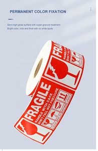 Taille Personnalisée Votre Logo Étiquette Fragile Autocollant Rouleau Paquet Expédition Avertissement Fragile Expédition Autocollants Papier Emballage Matériel <span class=keywords><strong>Antac</strong></span> - Product Image 5
