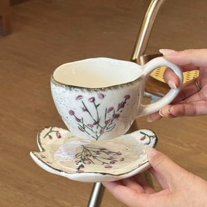 Set di Tazza e Piattino <span class=keywords><strong>in</strong></span> Ceramica con Motivo Floreale Dipinto a Mano, Stile Retrò, Vendita Diretta dalla Fabbrica Lelyi, per Tè del Pomeriggio - Product Image 6