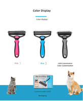 Brosse démêlante manuelle portable en acier inoxydable personnalisable à double tête pour chiens et chats – Outil de toilettage polyvalent