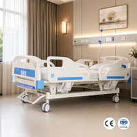 Lit médical manuel à 3 manivelles en ABS avec système de levage de la hauteur du dossier réglable pour usage domestique et en salle individuelle