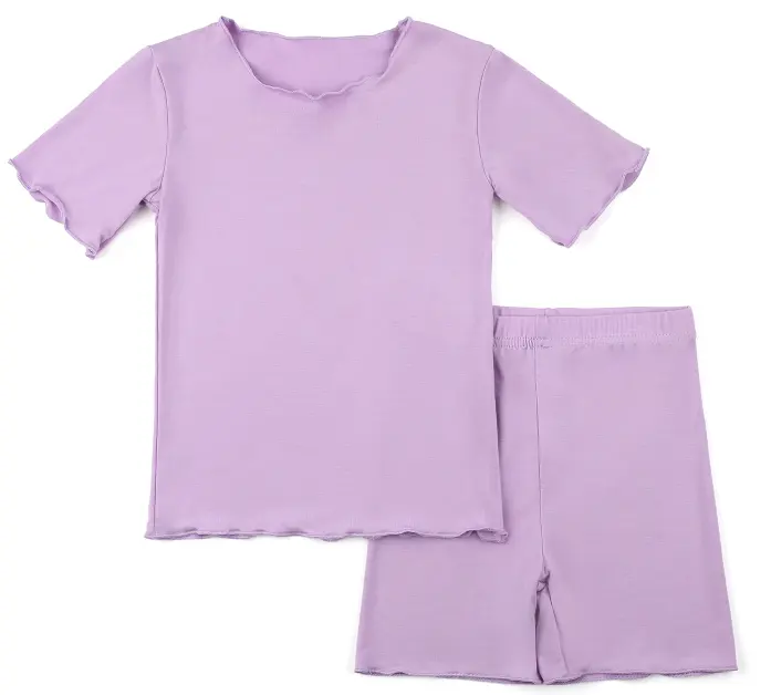 RTS dan Tidak Ada MOQ Pakaian Tidur Bayi Perempuan, 2 Potong Modal Musim Panas Set Pendek Piyama Gadis Kecil Kosong