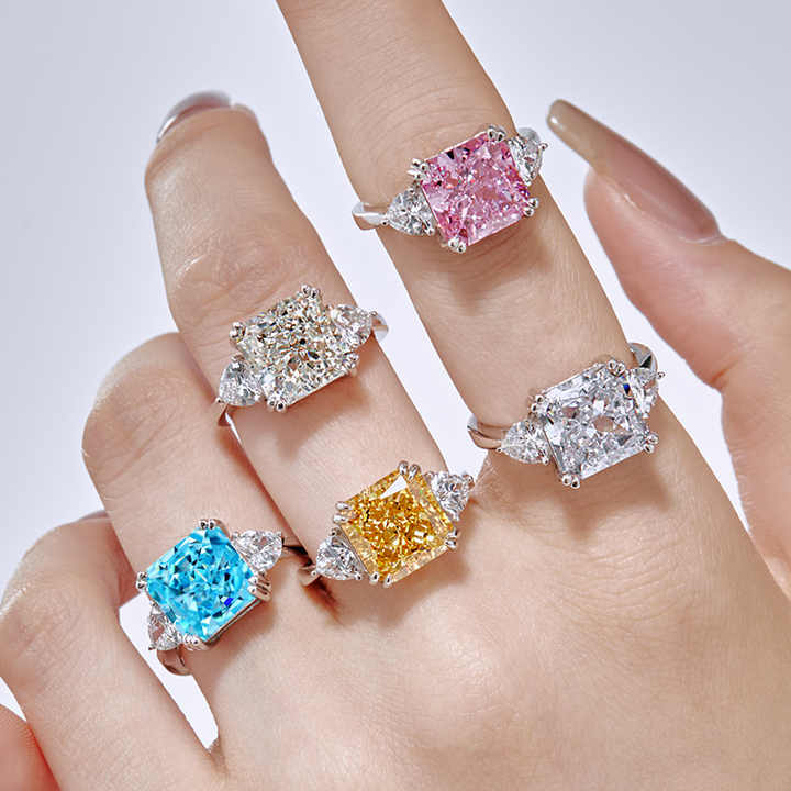 Jachon S925 Sterling Silver High Carbon Diamond Ring Luxury 10 * 10 mm 8A Zircon Ring Promise Ring for Wife| Alibaba.com