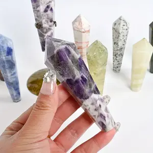 Vente en gros d'obélisques et de baguettes chauffantes en quartz naturel, de points de cristal de guérison en améthyste, jade et quartz de feu, de style Feng Shui - Product Image 4