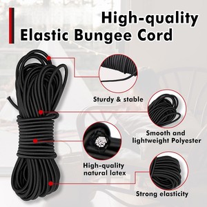 Cordon élastique marin robuste de 1/4 pouce x 50 pieds, corde extensible en polyester pour camping, tentes, cargaison, auvent, kayak, extérieur - Product Image 3