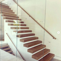 Kit d'escalier flottant contemporain, escalier flottant sur mesure avec garde-corps en verre
