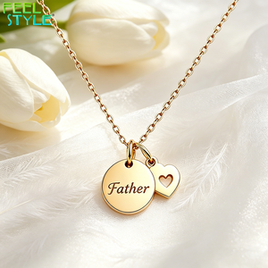 Collana con Ciondolo a Doppio Strato a Forma di Cuore Traforato in Acciaio Inossidabile, Gioielli Coordinati Padre-Figlio da Figlia a Papà - Product Image 4