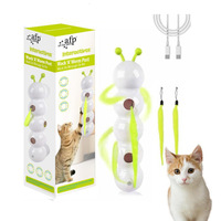 Jouet électrique pour chat en forme de chenille avec queue à plumes à détection de mouvement intelligente, en PVC, pour chats et chiens