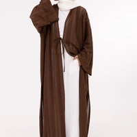 Abaya en dentelle respirante pour femmes, Louny, dentelle crochetée marron, tissu tricoté, vêtements musulmans, mode, tenue quotidienne