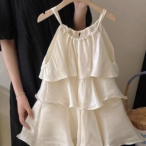 Child Star Circle Girls' Summer Ruffled Sundress Spaghetti Strap Sleeveless Breathable Dress For Kids Fashion Dress - Product Image 1
