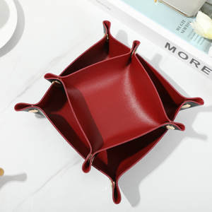 Boîte de rangement pliable en cuir de qualité supérieure, organisateur de bureau carré pour bijoux, cosmétiques, usage domestique et de bureau - Product Image 2