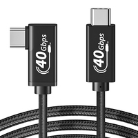 USB4 en forma de L 40G USB C Cable cargador PD240 vatios 5A carga rápida Coaxial calidad chaqueta de nailon trenza ángulo recto para cámaras