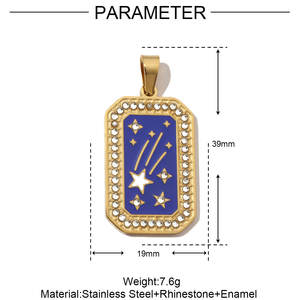 Colgantes de Acero Inoxidable Vintage con Esmalte de <span class=keywords><strong>Tarot</strong></span>, Rectangulares, con Circonitas Brillantes, para Joyería DIY, Venta al por Mayor, Moda - Product Image 6