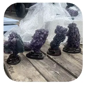 Ágata de uva púrpura curativa de estilo caliente al por mayor, piedra de roca áspera, ágata de uva cruda, ágata de uva púrpura para Decoración