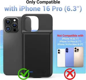 Étui de <span class=keywords><strong>batterie</strong></span> externe 10000 mAh pour <span class=keywords><strong>iPhone</strong></span> 17 <span class=keywords><strong>Pro</strong></span> <span class=keywords><strong>Max</strong></span> <span class=keywords><strong>12</strong></span> 13 14 15 16 <span class=keywords><strong>Pro</strong></span> <span class=keywords><strong>Max</strong></span> 16E 16 Plus MINI 11 6 6S 7 8 – <span class=keywords><strong>Coque</strong></span> de protection avec <span class=keywords><strong>batterie</strong></span> intégrée - Product Image 2