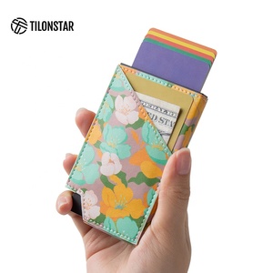 TILONSTAR TVC501 alta calidad hombres Pop Up titular de la tarjeta de crédito Rfid cuero aluminio tarjeteros cartera - Product Image 3