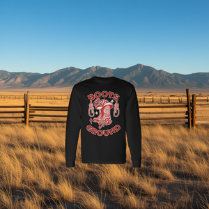 T-shirt à manches longues Boots On The Ground, design rouge, style western - Product Image 3