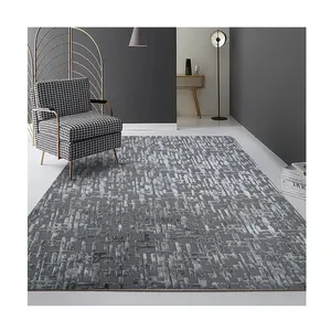 High end interior decoration handmade living room grey luxury soft wool and silk carpet for villa