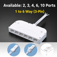 Boîtier de Jonction Répartiteur LED 3 Broches 6 Voies Prêt à Expédier, Hub Connecteur Dupont 3 Fils pour Bande Lumineuse RGB CCT Personnalisée pour Armoire