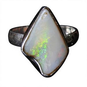 Opale australienne naturelle polie brute, sertie en argent, cadeau classique pour anniversaire, mariage, fête, pour elle, nouvelle arrivée - Product Image 1