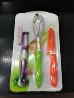 Portable 3 pièces coloré cuisine ensemble d'outils manuel batteur à oeufs fouet éplucheur couteau Combo pour la cuisson cuisson usine en gros
