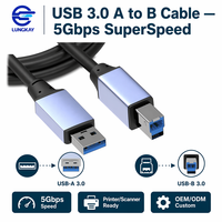 Câble USB 3.0 B LUNGKAY 5 Gbit/s SuperSpeed pour imprimante/scanner/transfer de données, disque dur externe/station d'accueil, longueur 1M-3M, OEM personnalisé