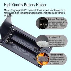 Wintai-Tech China Hersteller Batteriegehäuse mit Feder, 2 AAA Leeres Kunststoff-Batteriegehäuse mit Schalter - Product Image 4