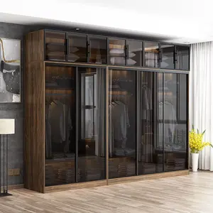 Camera da letto stile europeo armadio armadio in alluminio nero di lusso luce armadio in vetro