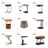 Table d'appoint moderne de haute qualité et bon marché pour salon, en cuir orange selle, métal, petite table d'angle pour ordinateur portable