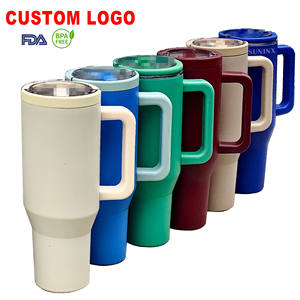 Gobelet de 40 oz anti-fuite Flip Straw 100% avec poignée et <span class=keywords><strong>paille</strong></span> Gobelet de 40 oz isolé sous vide à double paroi avec poignée - Product Image 1