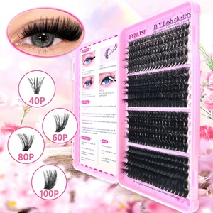 Paquete de Pestañas Postizas Sintéticas, Estilo Wispy Fluffy, 40D 60D 80D 100D, Volumen Completo Mixto, Pestañas Individuales en Racimo, Precortadas para DIY - Product Image 1