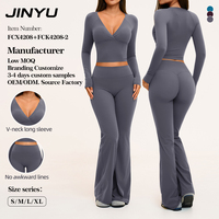 Ensembles de Vêtements de Yoga et Fitness Sans Coutures en Gros – Personnalisation de T-shirts à Manches Longues et Pantalons Évasés avec Impression de Logo – Prise en Charge des Ensembles de Yoga