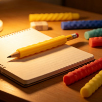 Manchons de crayon en silicone longs et élastiques, personnalisables avec logo et formes variées, pour une écriture ergonomique