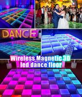 Plancher de danse interactif magnétique portable 3D à effet miroir infini, éclairage laser pour scène, mariage, DISCO, dalles de plancher de danse en ABS, matériau RGB