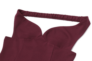 Elegante Mini Abito Rosso da Donna in Raso di Alta Qualità, Sexy con Stampa Digitale, Motivo Tinta Unita, Spalle Scoperte, Vestito da Club e Cerimonia, Senza Schienale - Product Image 6